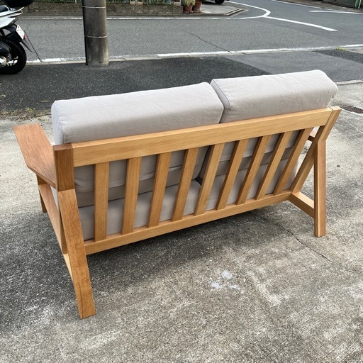 【無印良品】ソファ　2人掛けソファ　木目　グレー　【幅148×奥行96×座面高36××背面高さ82.5】