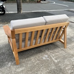 【無印良品】ソファ　2人掛けソファ　木目　グレー　【幅148×奥行96×座面高36××背面高さ82.5】の画像