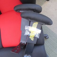 ■メッシュロッキンチェア　事務椅子　肘付き　ブラック×レッド　№51393820の画像