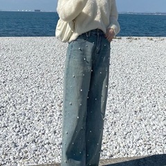 パールストレートデニムパンツの画像