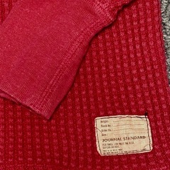 WHITE LINE 厚手ワッフル生地ロンT 赤　M〜Lサイズの画像