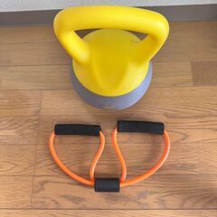 【2点お得】ケトルベル10kg➕トレーニングチューブセット｜ほぼ新品‼️の画像