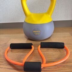 【2点お得】ケトルベル10kg➕トレーニングチューブセット｜ほぼ新品‼️の画像
