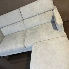 ニトリ　ソファー　3人掛け　スツール付きの画像