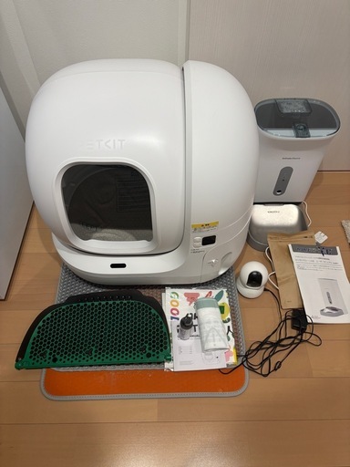 全自動飼育セット［単品販売有］猫用全自動トイレ(petkit)、自動餌やり機(うちのこエレクトリック)、見守りカメラ