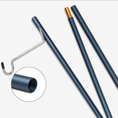 ランタンスタンド　ランタンポール　フック付き 釘付き 収納袋付き 【黒】の画像