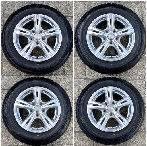 ◆超バリ溝 2024年製！ BS VRX3 15インチ 4本セット スタッドレスタイヤ ブリヂストン 195/65R15 社外アルミホイール 15×6.0J 114.3×5H +53 ノア ヴォクシー ステップワゴン セレナ等