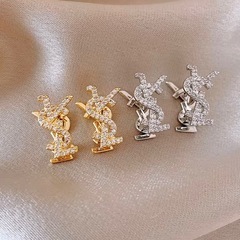 YSLピアス両耳　ゴールド&シルバーの画像