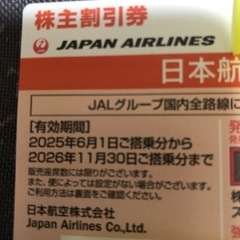 JAL優待券２枚の画像