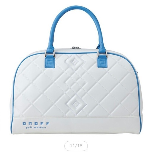 美品　ONOFF オノフ ゴルフ ボストンバッグ シューズ収納ポケット付き オノフ ゴルフ ボストンバッグ シューズ収納ポケット付き 白/青