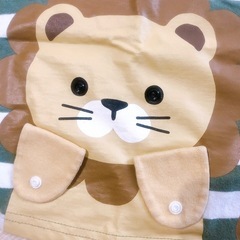 15 Tシャツ 80サイズ　みどり×白　ライオン柄の画像