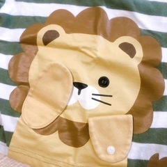 15 Tシャツ 80サイズ　みどり×白　ライオン柄の画像