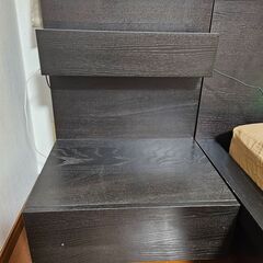 ★無料★IKEA MALM ベッド ブラックブラウン マットレス付(日本ベッド) イケア クイーンサイズベッド★引取限定(渋谷区)★の画像