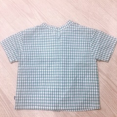 23 シャツ　みどり×白 チェック柄の画像