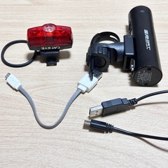 自転車ライト2点セット【前後ライト／USB充電式】の画像