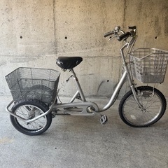【中古】札幌 引取歓迎 三輪自転車 Takeda NATURAL FLOW 20/16インチ 3段変速 前後バスケット装備 スイング切り替えレバー付き【札TB01】の画像