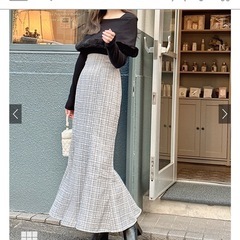 GRLのラメチェックツイードマーメイドスカートです☺️の画像