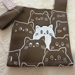 新品未使用【ネコ柄】ニットバックラージの画像