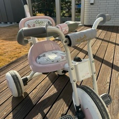 【受渡者決定】トイザらス限定　ミニーマウス　ハンドル付き子供用自転車の画像