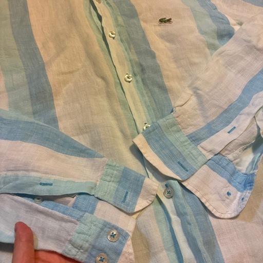 ラコステ  リネン　ボーダーシャツ　39