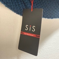 【新品未使用】SiS ニットケープ風ショール リボン付き ブルーの画像