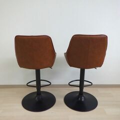 カウンターチェア２脚（合皮×ファブリック）【小金井市民限定】（小金井市再生家具）品番：09-04-25 ※新規優先の画像