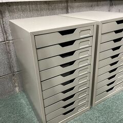 10段 書類ケース 2個セット 収納ケース スチール製 オフィス 事務用品 幅26.5cm×奥行33.5cm×高さ46cmの画像