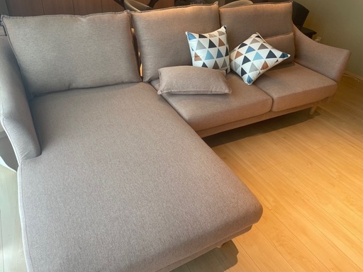 【取りに来れる方限定】3人掛けL字ソファ（クッションセット）