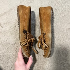 【23.5cm】MINNETONKA モカシン キャメル 本革 US6インチの画像