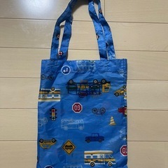 【美品】キッズレインコート　ブルー　車柄　収納袋付きの画像