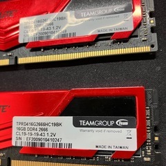 Team DDR4 2666Mhz  16GBx2枚（32GBkit） デスクトップ用メモリ Elite Plus シリーズ の画像