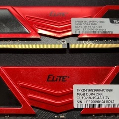 Team DDR4 2666Mhz  16GBx2枚（32GBkit） デスクトップ用メモリ Elite Plus シリーズ の画像