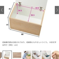 耐荷重100kg！組み立て不要 収納庫付ベンチ ボックスタイプ・幅60cm奥行41cmの画像