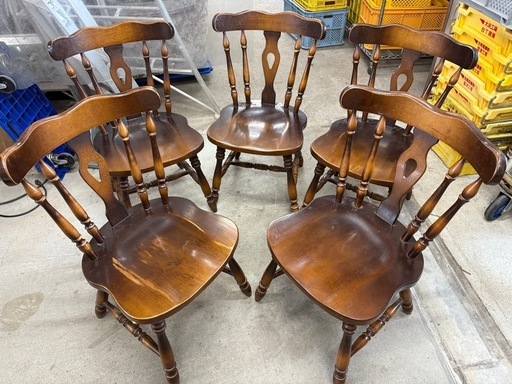 ウィンザーチェア 5脚セット  キツツキ/飛騨産業　レトロ ヴィンテージ 古民家 カフェ 喫茶店 チェア 椅子 イス 家具 インテリア