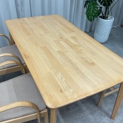 KI-26【新入荷　リサイクル品】ニトリ　Nコレクション　ビーチ材　ベンチダイニング4点セット　ナチュラルの画像