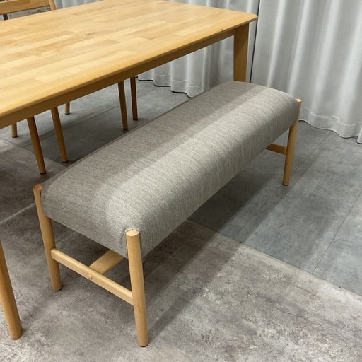 KI-26【新入荷　リサイクル品】ニトリ　Nコレクション　ビーチ材　ベンチダイニング4点セット　ナチュラル