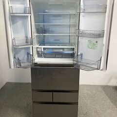 東芝 6ドア冷蔵庫 VEGETA 461L 自動製氷 オートパワフル冷凍室 GR-T460FZ アッシュグレージュ 2021年製 中古家電 店頭引取歓迎 R10095の画像