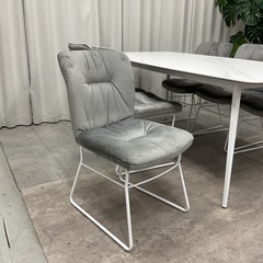 KI-28【新入荷　アウトレット品】ドルフ/セラミックトップ　ダイニング7点セット　白×グレーの画像