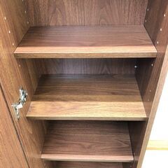 stp-3425　ドレッサー収納　ブラウン　ミラーキャビネット　扉付き　鏡付き　戸棚　スリム　収納ラック　姿見　小物収納　ボックス　シューズラック　省スペースの画像