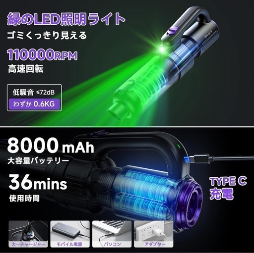 掃除機 コードレス Bivark 28000pa超強力吸引　吹き飛ぶ/吸い込む/空気入れ&超軽量　6WAY