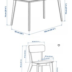 IKEA ダイニングテーブル・チェア(2脚)の画像