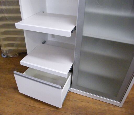 松田家具 レンジボード 幅120×奥行52×高さ197.5cm 食器棚 キッチン収納 大型 キッチンボード ホワイト 収納家具 札幌市