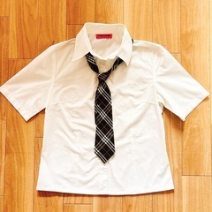 コスプレ 制服風 セット 白シャツ チェックスカート Mの画像