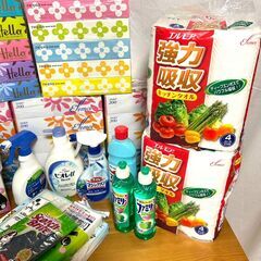 【B246】ティッシュペーパー/ネピア/エルモア/洗剤/ビオレ/スポンジ/キッチンペーパー日用品セット/の画像