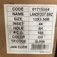 展示未使用品！TOPY LANDFOOT SWZ 12インチ 3.50B インセット+44 PCD100 穴数:4 オリーブドラブ ホイール4本セットの画像