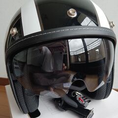 YAMAHA ジェットヘルメット ブラック・ホワイト　Mサイズ　試着程度　保管品の画像