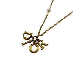 クリスチャンディオール Christian Dior ネックレス ロゴ フェイクパール ゴールドの画像