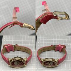 I350　PINK-latte ウォッチ ピンク ラテ 腕時計 レディースウォッチ　ピンクラインストーン　スカル骸骨モチーフ　ベルト劣化あり　不動の画像