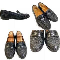 サルヴァトーレフェラガモ Salvatore Ferragamo 25.5㎝ ローファー 編み込み ビジネスシューズ 靴 シューキーパー付き ブラックの画像