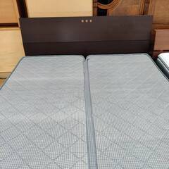 【愛品倶楽部柏店】クイーンベッド 「F: 囲い型 スノコ床板」「M:SEVEN BED 中央分割ボンネルマットレス」 フレーム＆マットレスSETの画像